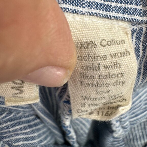 JAPNA Women's Size M Romper Jumpsuit Blue Striped straight  Leg 100% Cotton Casu - Picture 12 of 14